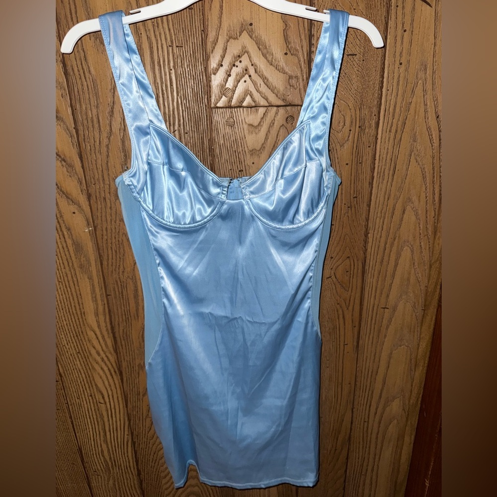 Fashion Nova Light Blue Slip Dress with Bustier🩵 Euphoria Nights ✨